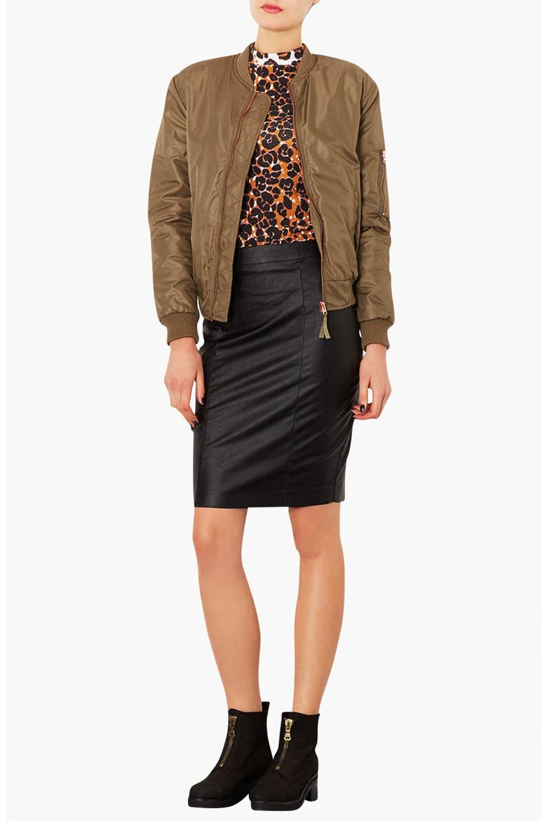 Faux Leather Pencil Skirt, Alternate, color, BLACK