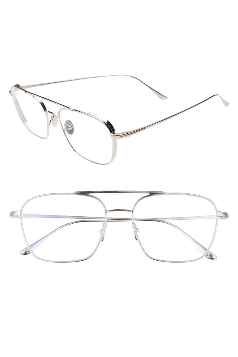 54mm Blue Light Blocking Navigator Optical Glasses, Main, color, RHODIUM