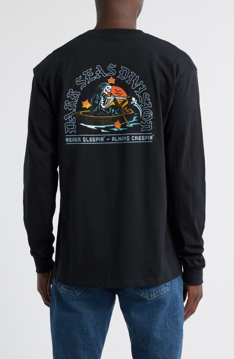 DARK SEAS Rowboat Long Sleeve Graphic T-Shirt, Alternate, color, Black