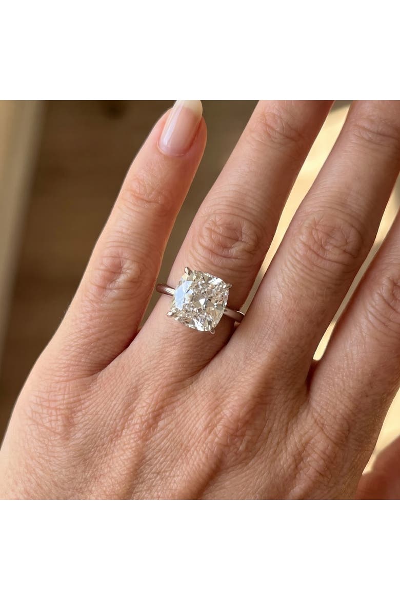 4.39CT Cushion Diamond GIA Certified Solitaire Engagement Ring 14k Gold, Alternate, color, 14k White Gold