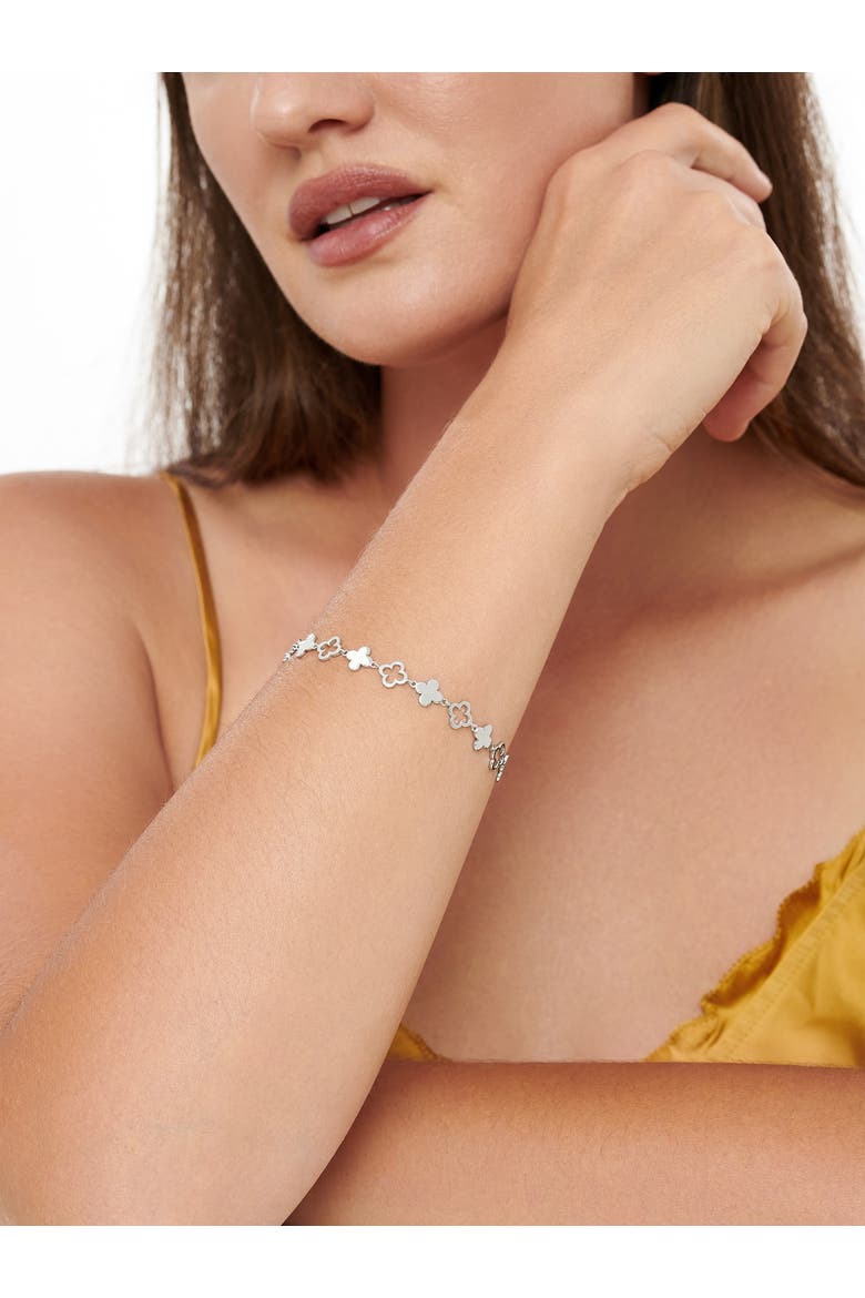 Clover Chain Bracelet in Rhodium Plated Sterling Silver, 8mm, Alternate, color, Silver