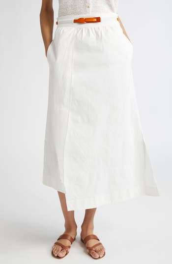 Reiss Niara Belted Asymmetric Stretch Poplin Shirt In White