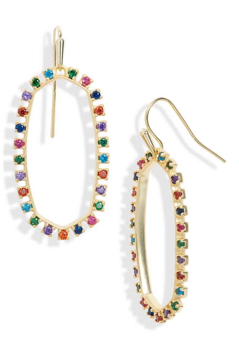 Elle Cubic Zirconia Earrings, Main, color, GOLD MULTI CZ