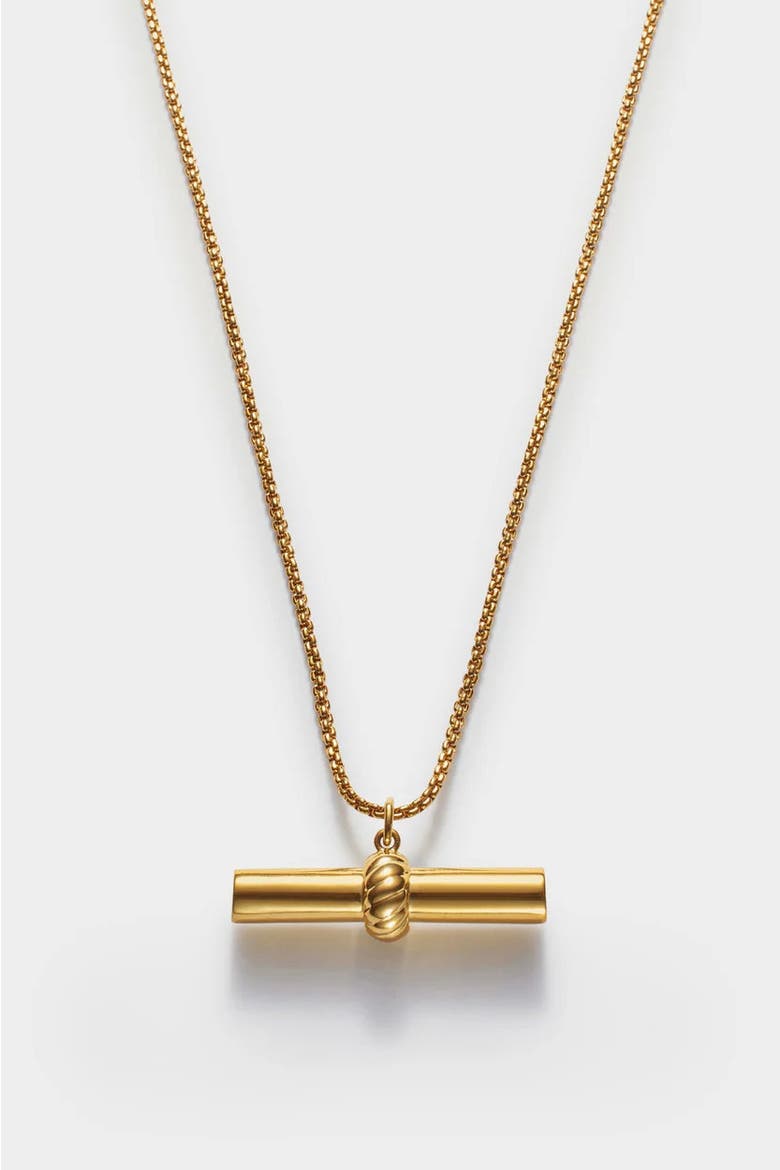 Themis Waterproof Gold T-Bar Necklace, Main, color, Gold