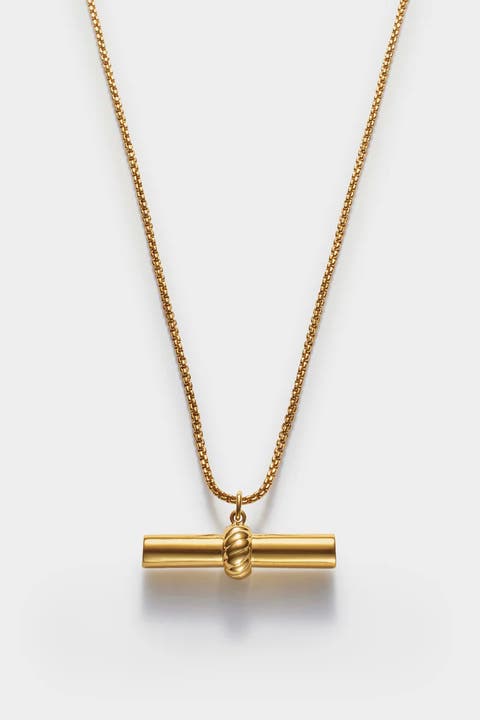 Themis Waterproof Gold T-Bar Necklace