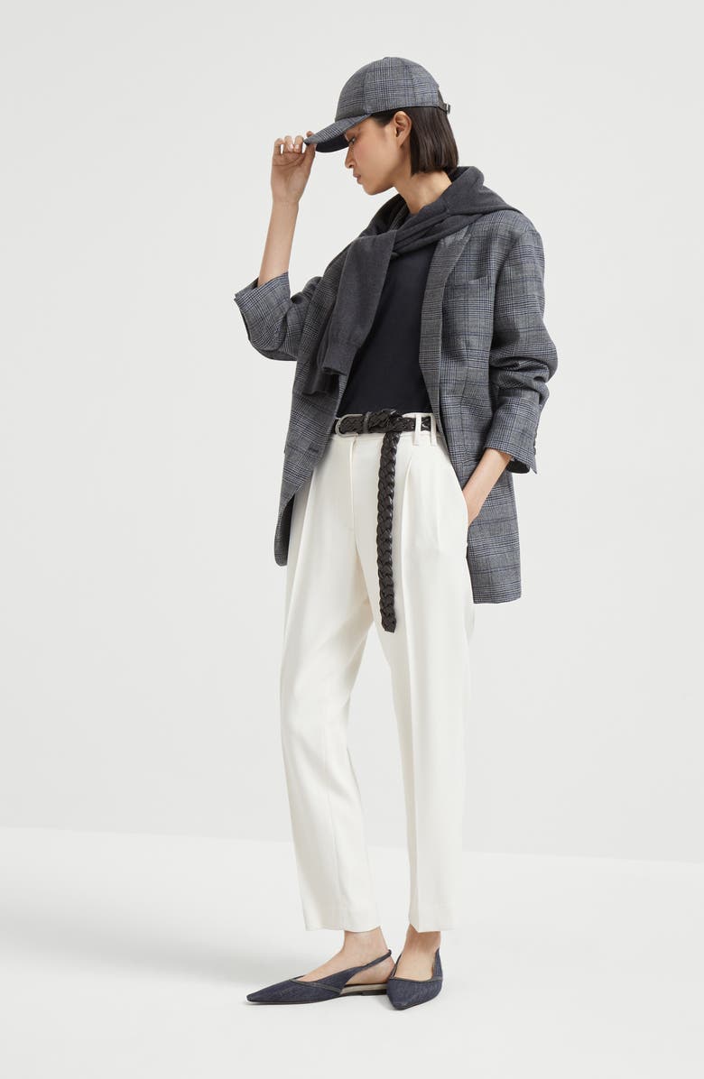 Brunello Cucinelli T-shirt with Precious Faux Layering, Alternate, color, Anthracite