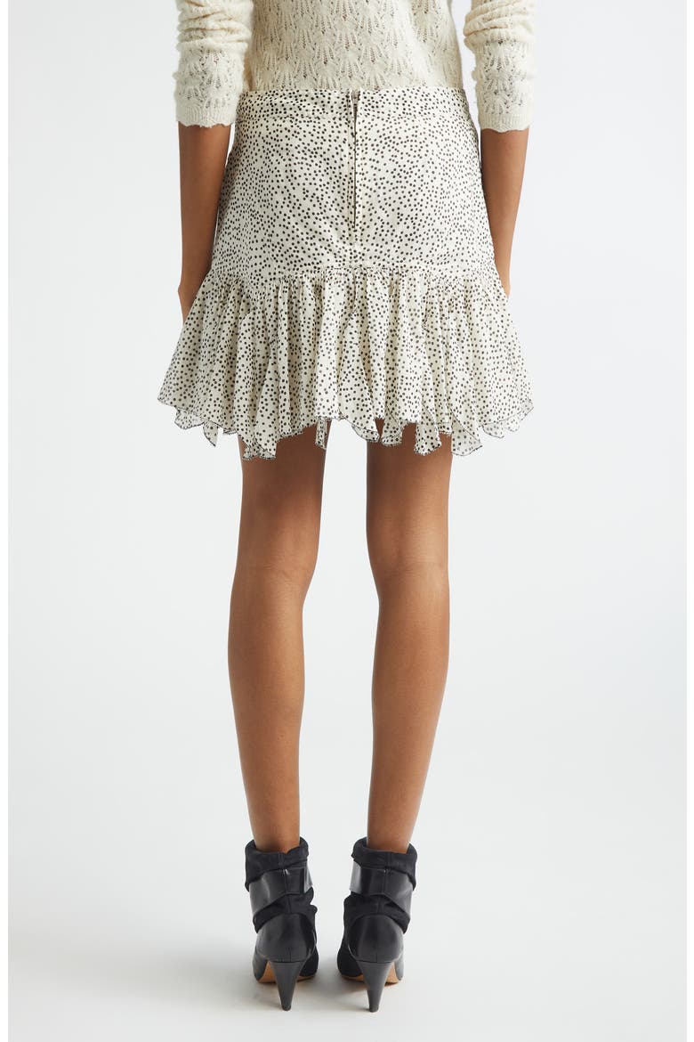 Daneen Ruffle Cotton Miniskirt, Alternate, color, ECRU/ BLACK