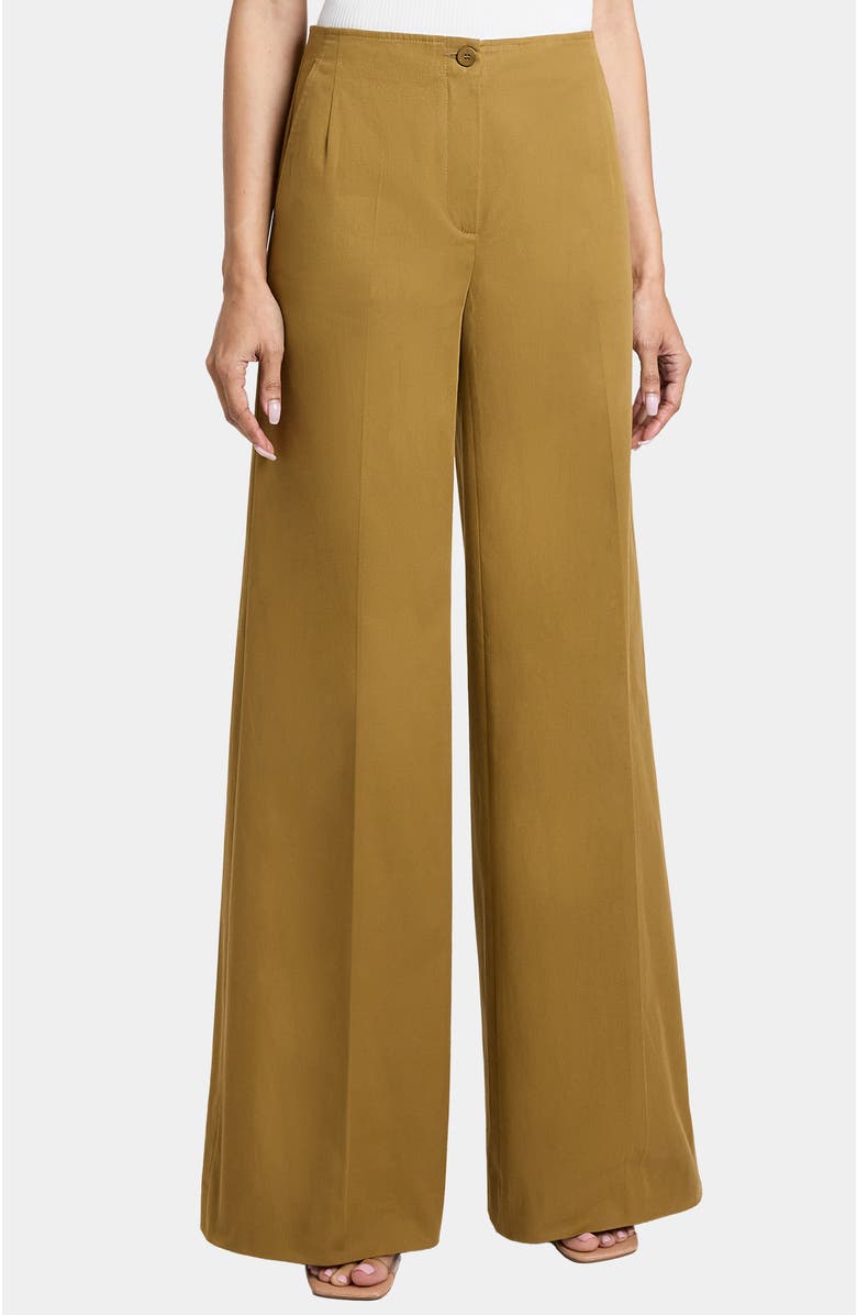 Santorelli LILY Wide Leg Pants with Slanted Side Pockets in Stretch Cotton, Main, color, 