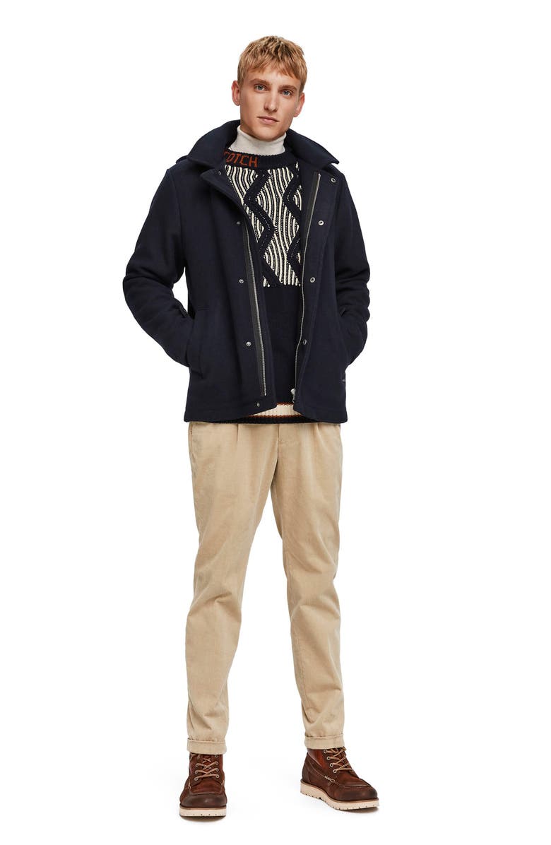 Scotch & Soda Wool Hooded Jacket, Alternate, color, 
