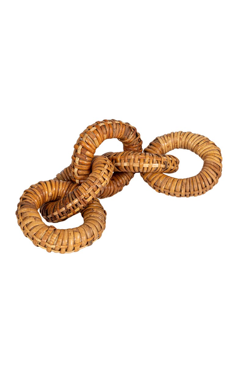 Storied Home Rattan Wrapped Mango Wood Chain with 5 Links, Main, color, Natural