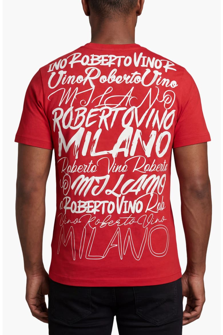Big Writing Milano Slim Fit Stretch Cotton T-Shirt, Alternate, color, Red