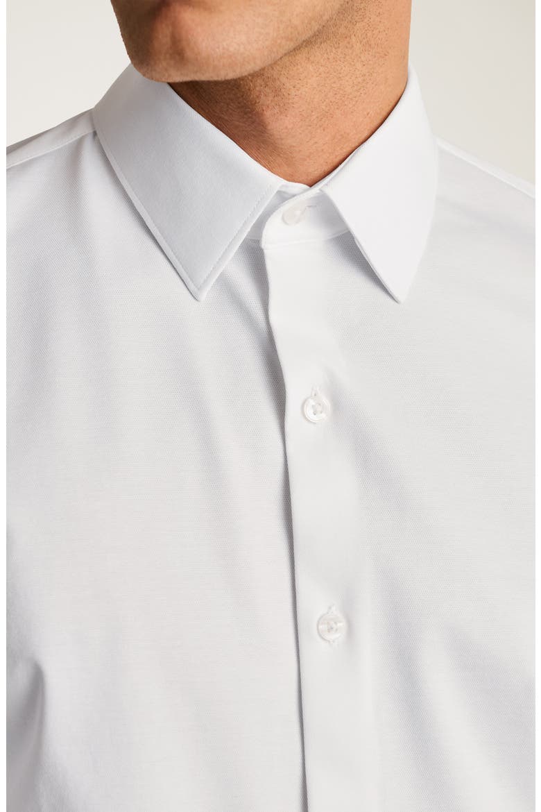 Tech Solid White Performance Cotton Blend Piqué Button-Up Shirt, Alternate, color, BIRDS EYE TEXTURE V2 C4