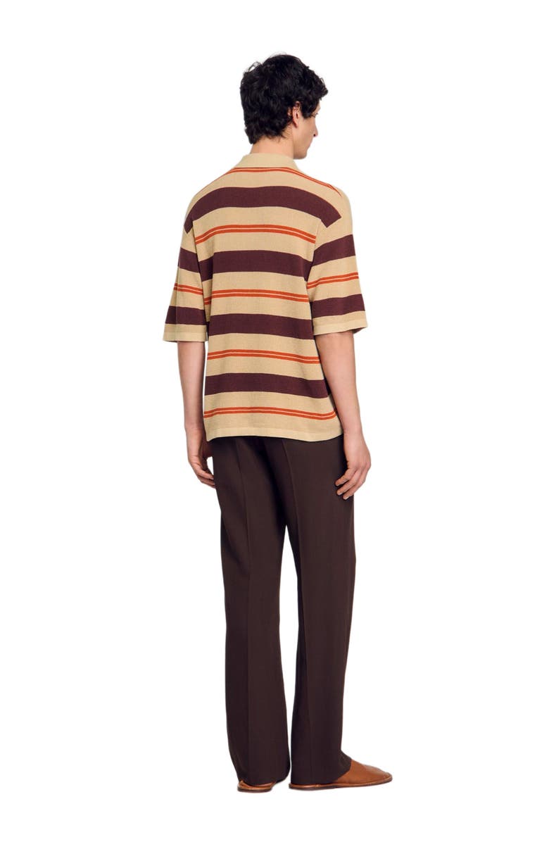 SANDRO Stripy knit polo shirt, Alternate, color,