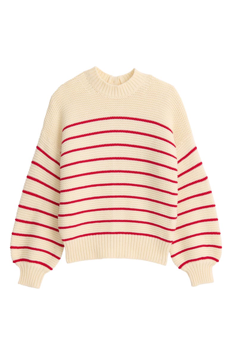 Alex Mill Women's Stripe Button Back Cotton Crewneck Sweater, Alternate, color,