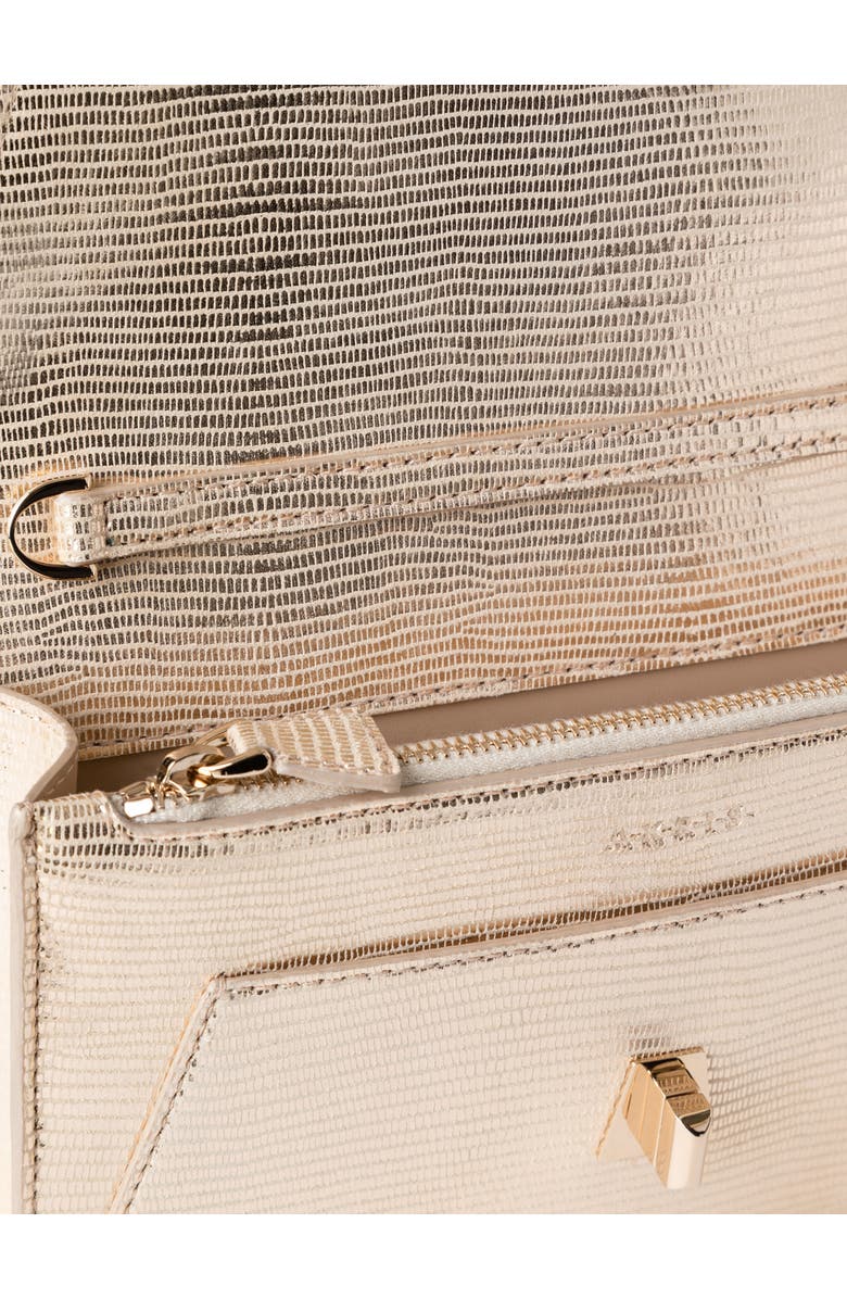 Akris Anouk Metallic Lizard Embossed Leather Crossbody Bag, Alternate, color, Stucco Metallic