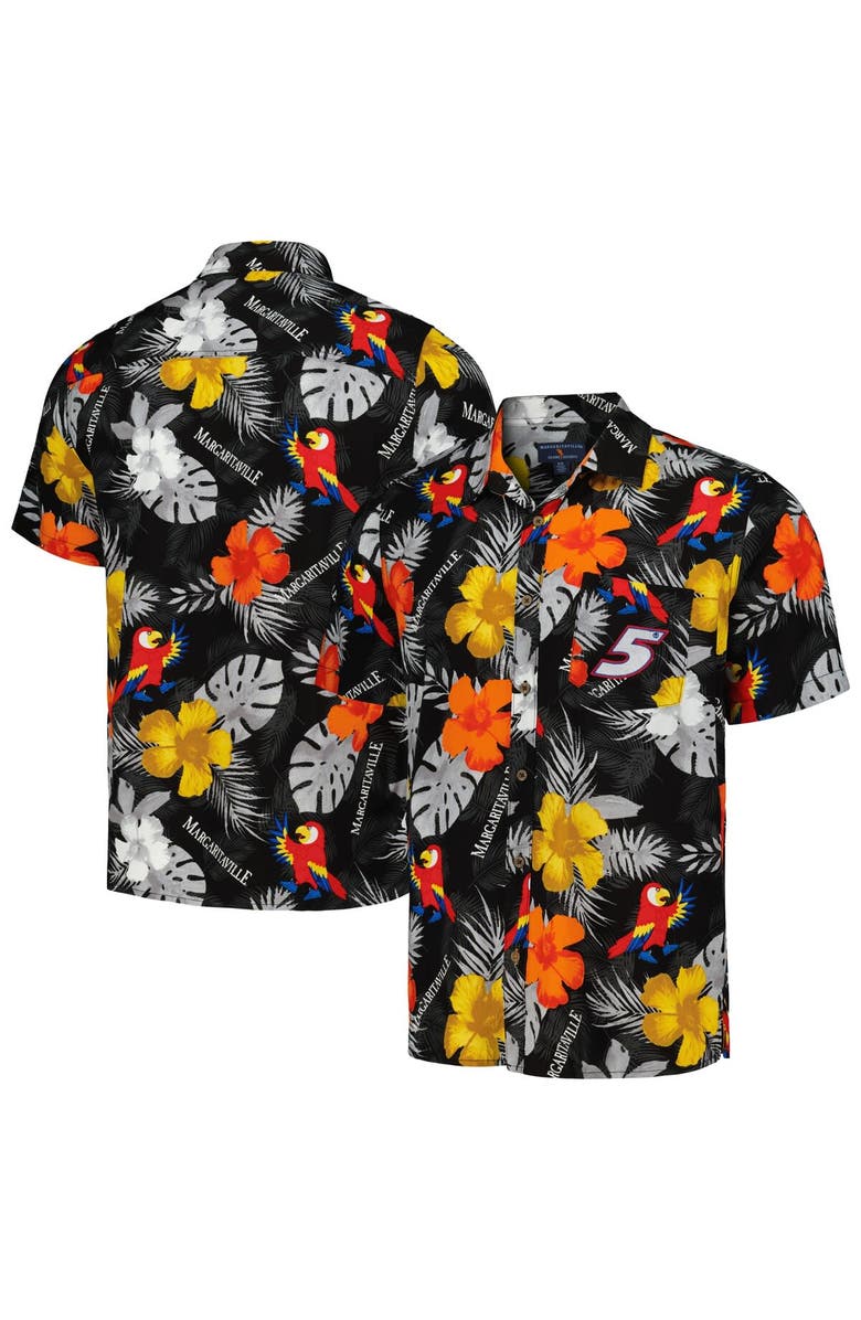 Margaritaville Men's Margaritaville Black Kyle Larson Island Life Floral Party Full-Button Shirt, Alternate, color, Black
