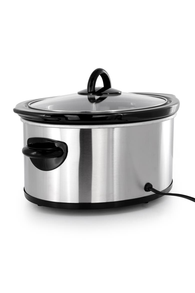 3 Quart Slow Cooker with Removable Stoneware Crock, Alternate, color, Silver