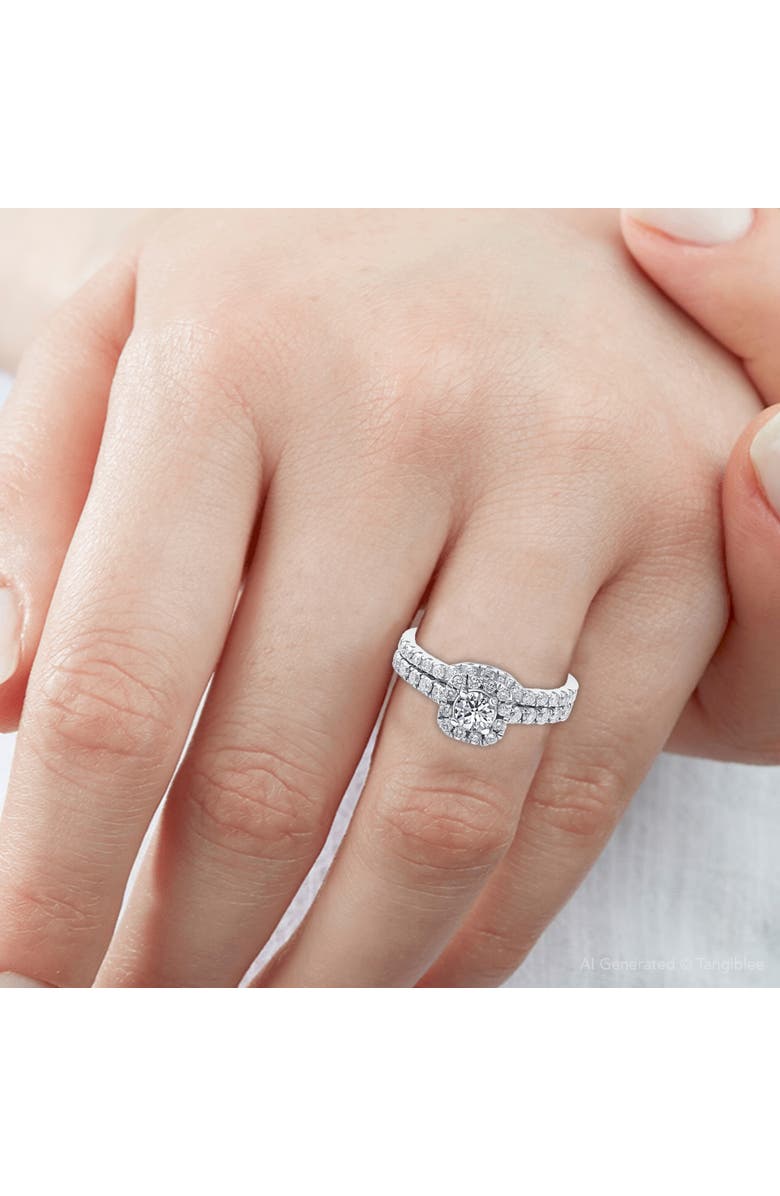 Bliss Diamond 3/4Ct Cushion Halo Diamond Engagement Wedding Ring Set Gold Lab Grown, Alternate, color, 