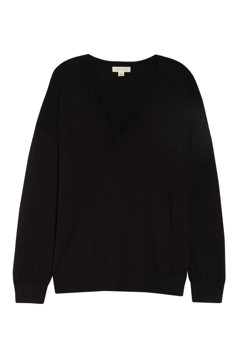 V-Neck Sweater, Alternate, color, BLACK
