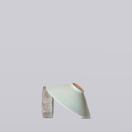 Cobalt Guild Celadon Porcelain Medium Conical Bowl In White