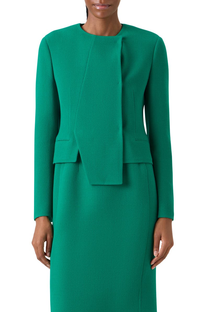 Akris Hemilio Polygon Virgin Wool Crepe Jacket, Main, color, Tourmaline