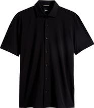 BOSS Roan Knit Short Sleeve Button-Up