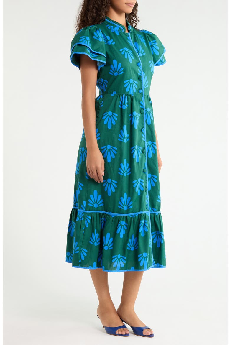 Davie Floral Print Midi Dress, Alternate, color, EMERALD-MULTI