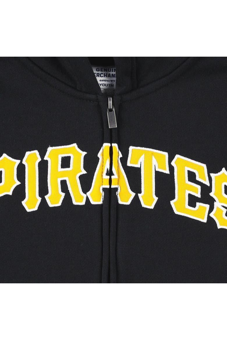 Youth Black Pittsburgh Pirates Wordmark Full-Zip Fleece Hoodie, Alternate, color, Black
