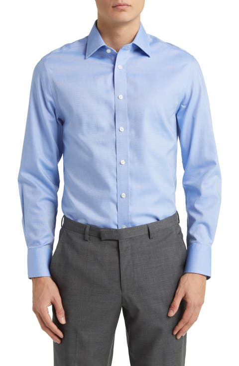 Slim Fit Non-Iron Solid Royal Oxford Dress Shirt