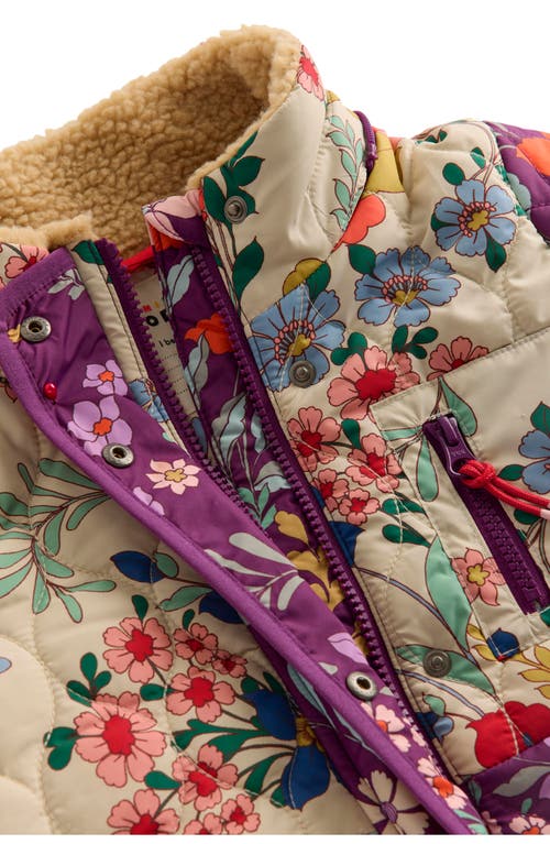 Mini Boden Cozy Quilted Longline Coat In Multi