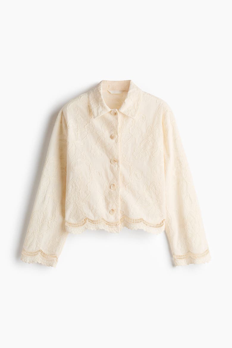Embroidered Cotton Jacket, Alternate, color, Light beige