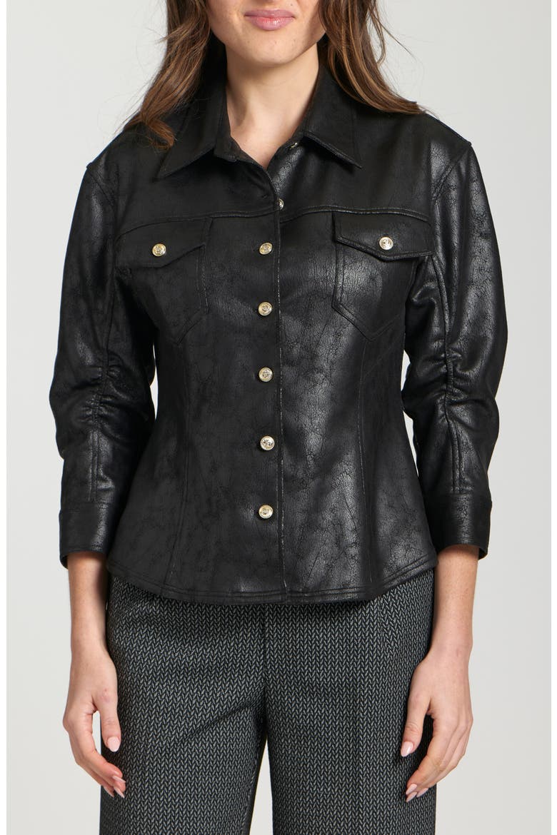Faux Suede Shirt Jacket, Main, color, BLACK