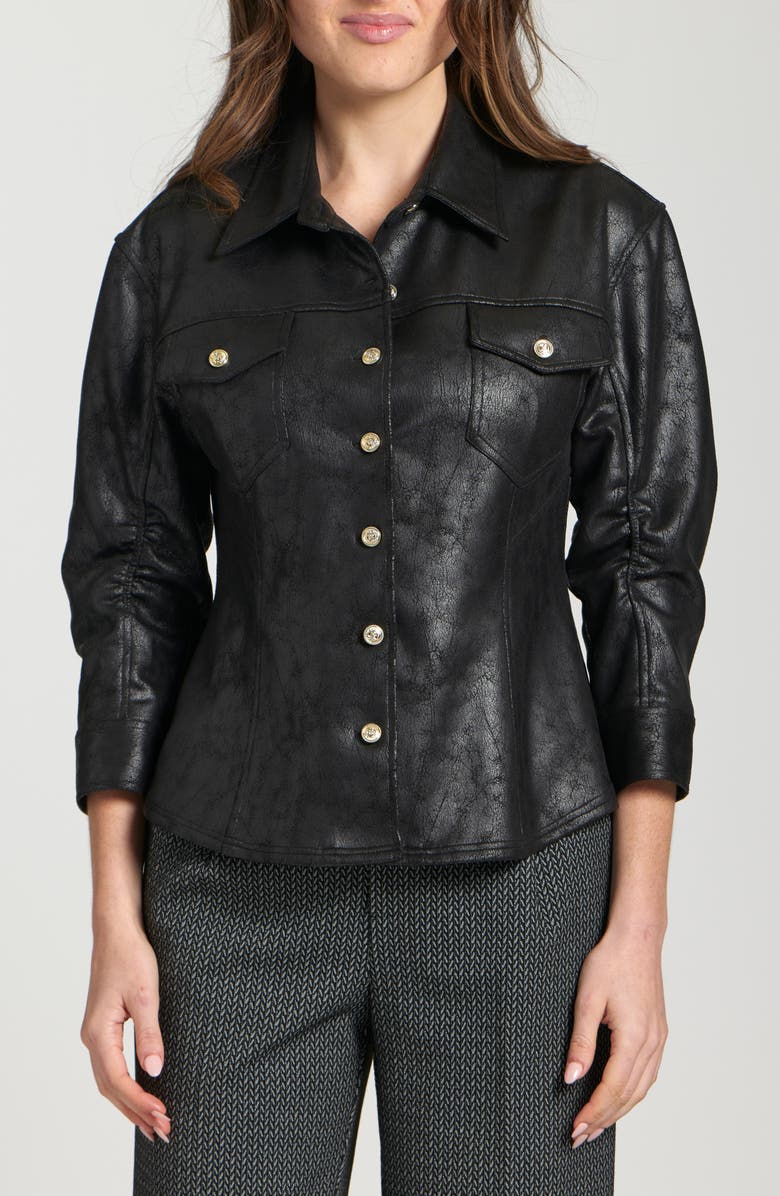 APNY Faux Suede Shirt Jacket, Main, color, Black