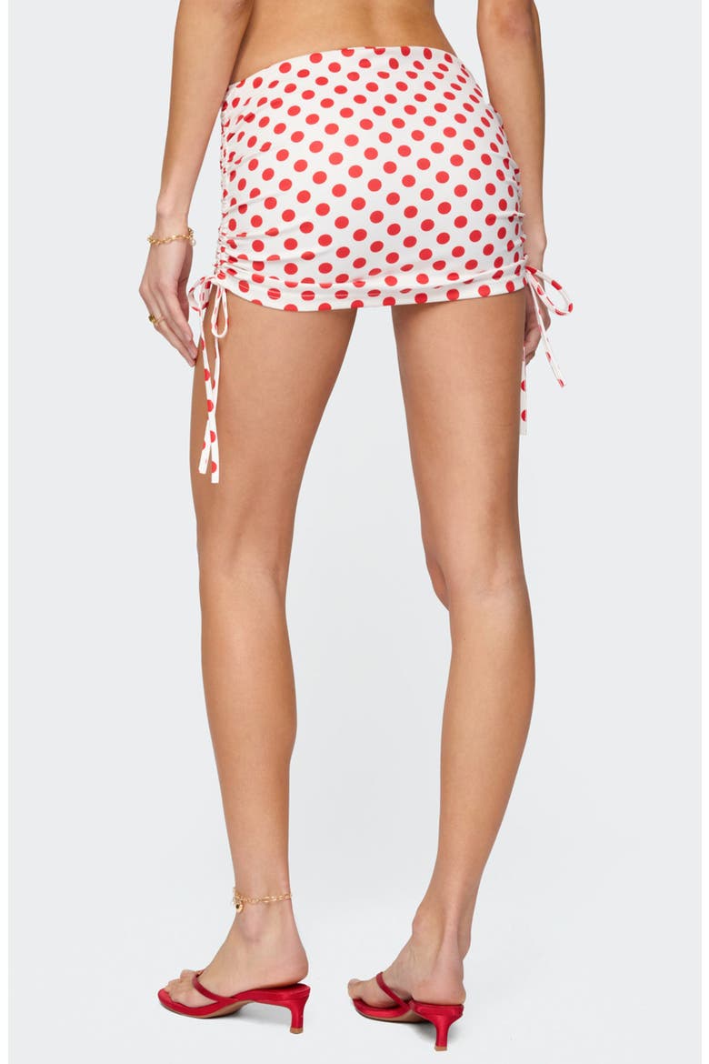 Zoe Dot Drawstring Miniskirt, Alternate, color, RED-AND-WHITE