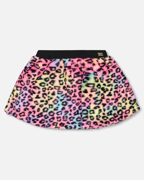 Deux Par Deux Faux Fur Skirt Multicolor Leopard In Animal Print