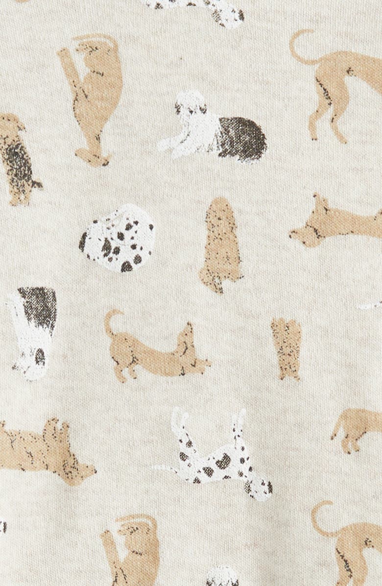 Nordstrom Print Zip Cotton Footie, Alternate, color, Beige Oatmeal Dogs