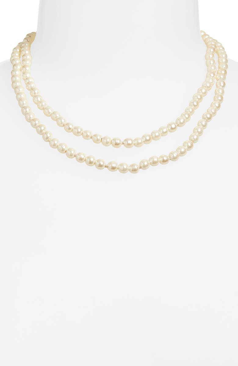 Valentino Garavani Oval Faux Pearl Necklace, Alternate, color, Oro/Nero/Crystal/Cream
