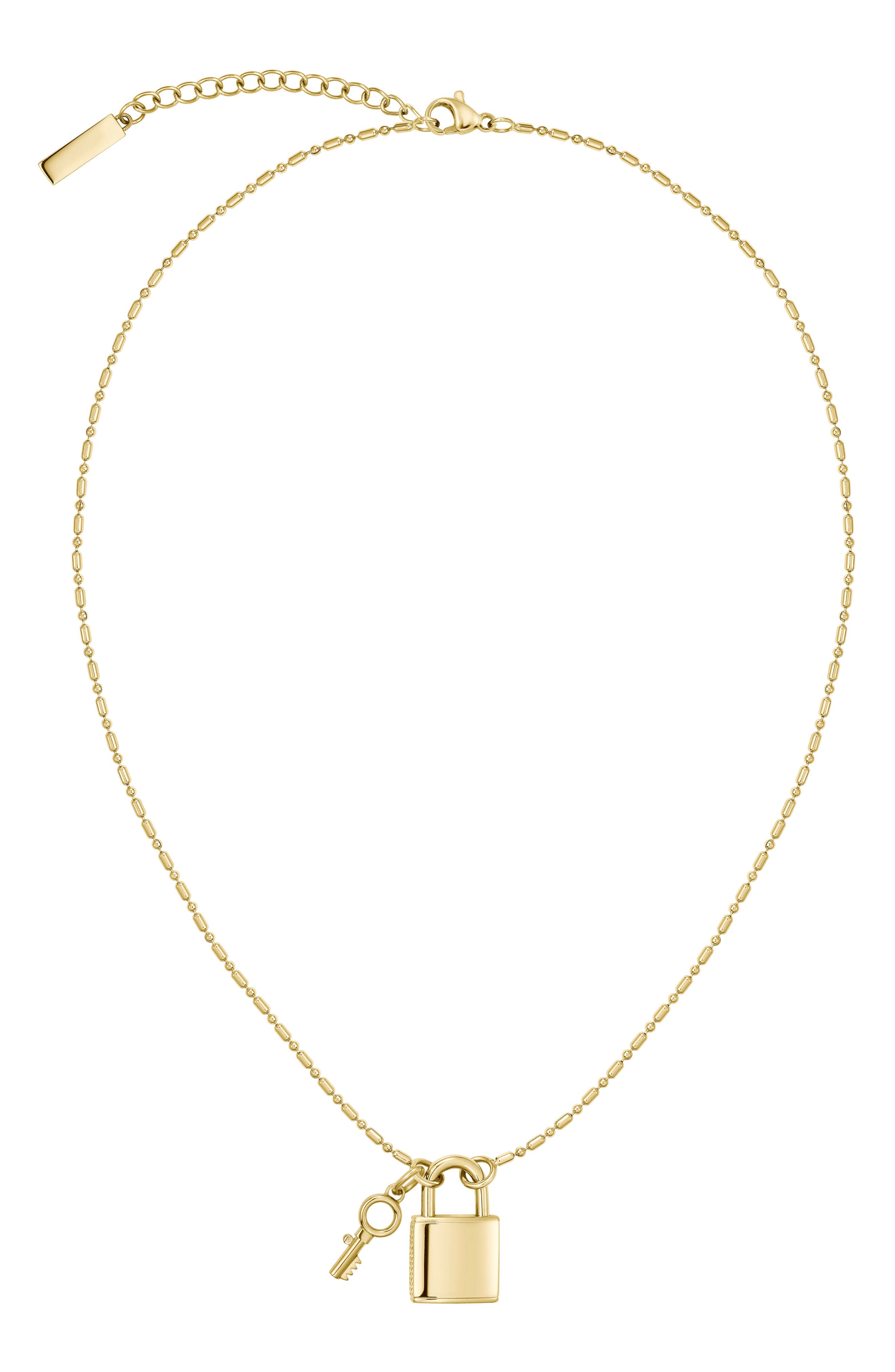Lacoste Symbol Lock & Key Pendant Necklace (Women) | Nordstrom