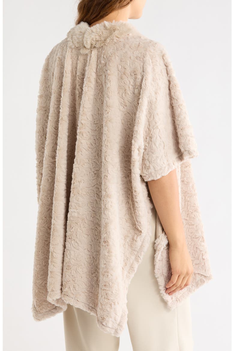 Faux Fur Poncho, Alternate, color, CREAM