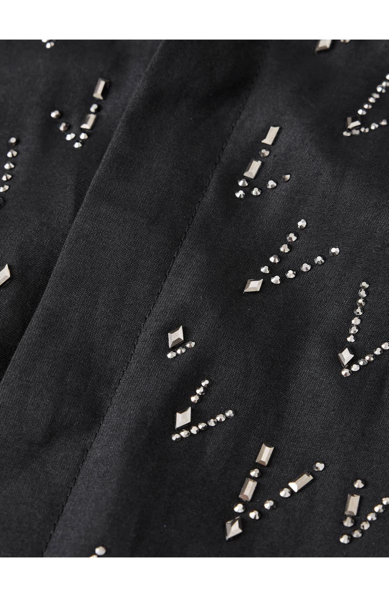 John Varvatos Lex Embellished Band Collar Silk & Wool Button-Up Shirt, Alternate, color, Black