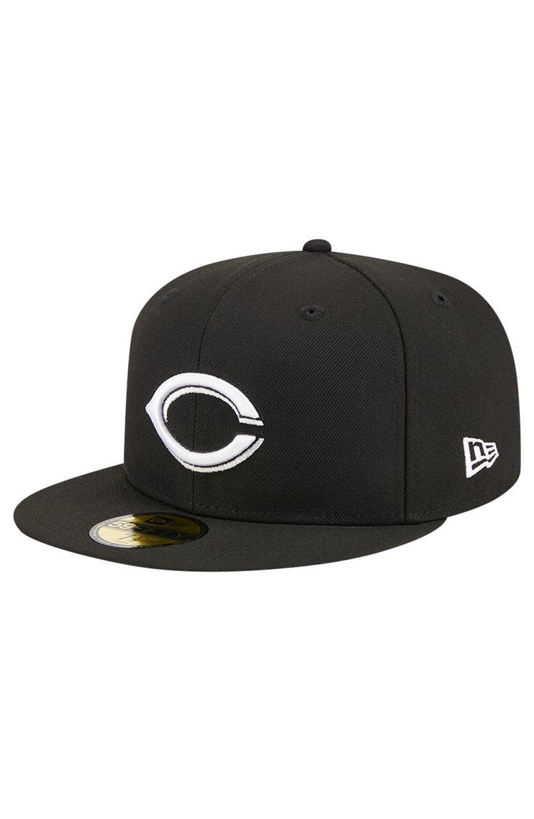 New Era Men's New Era Black Cincinnati Reds Logo 59FIFTY Fitted Hat, Alternate, color, 