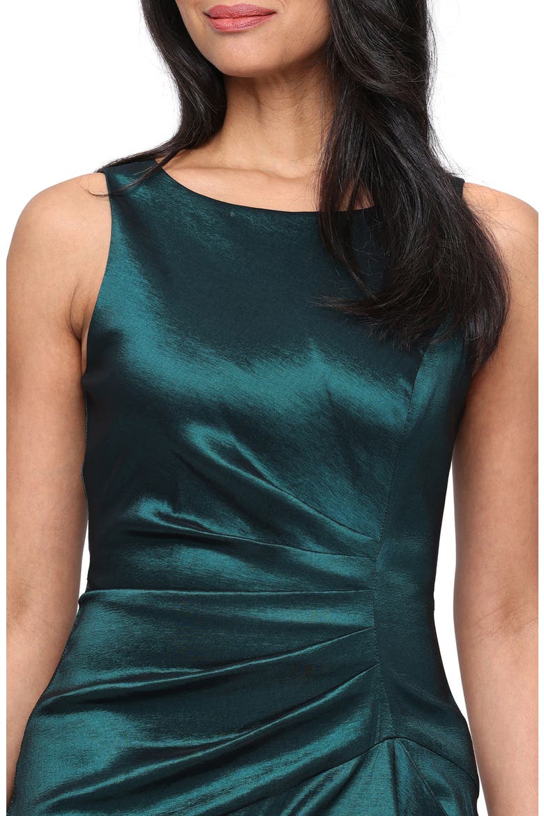 Side Ruched Satin Stretch Taffeta Gown, Alternate, color, EMER GRN