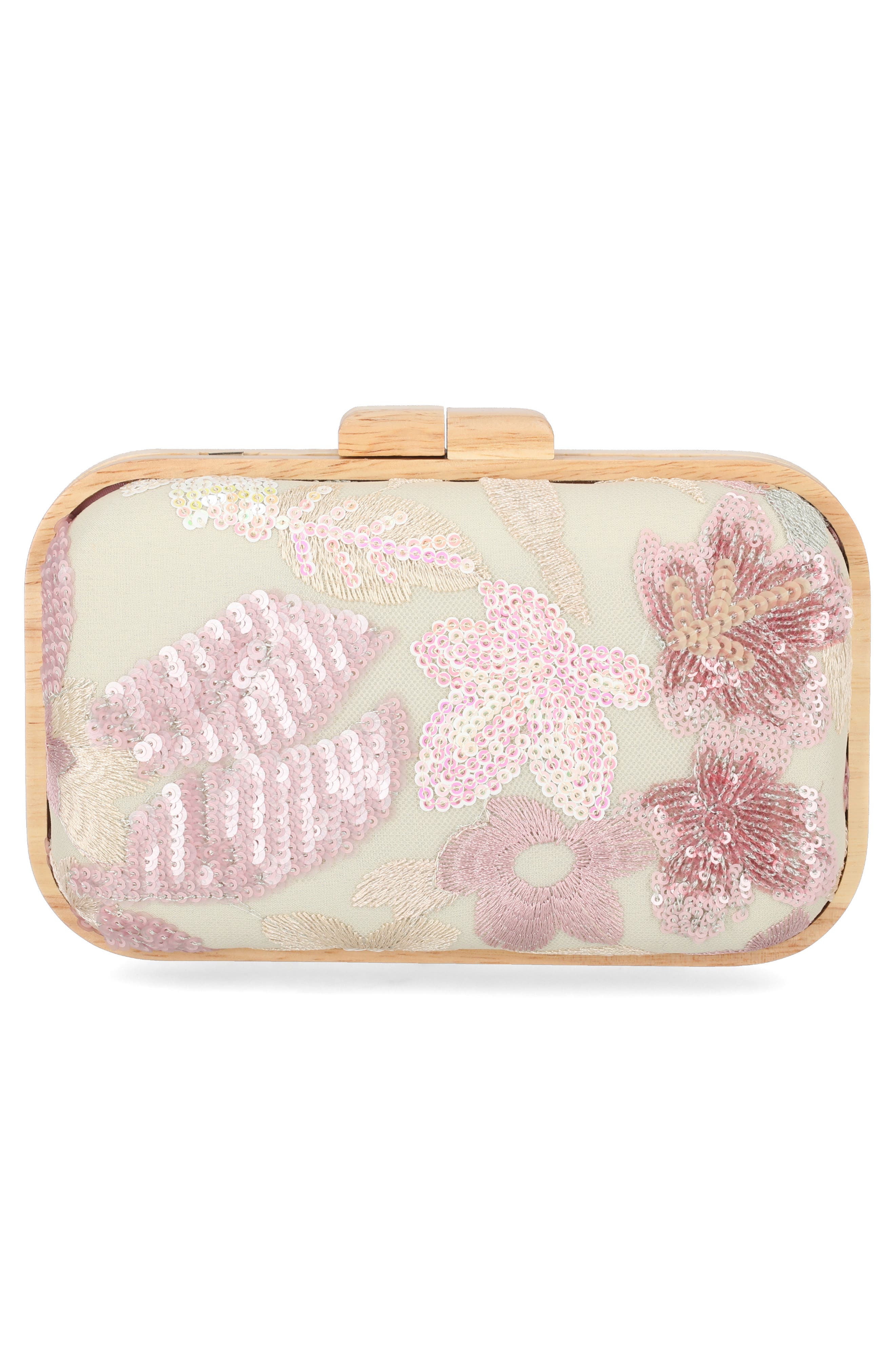 Jessica McClintock Noralee Embroidered Minaudère, Alternate, color, Blush