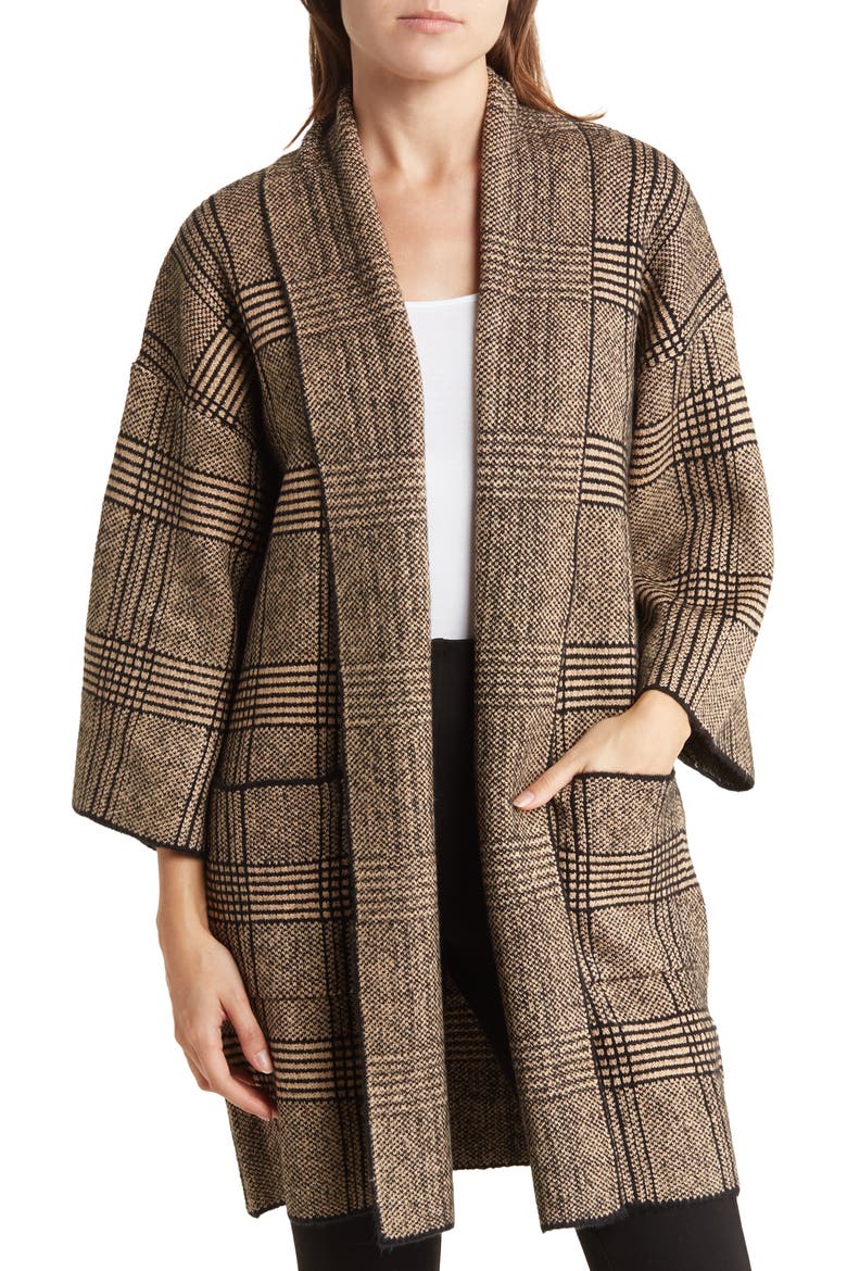 Bob Plaid Cardigan, Main, color, CAMEL COMBO