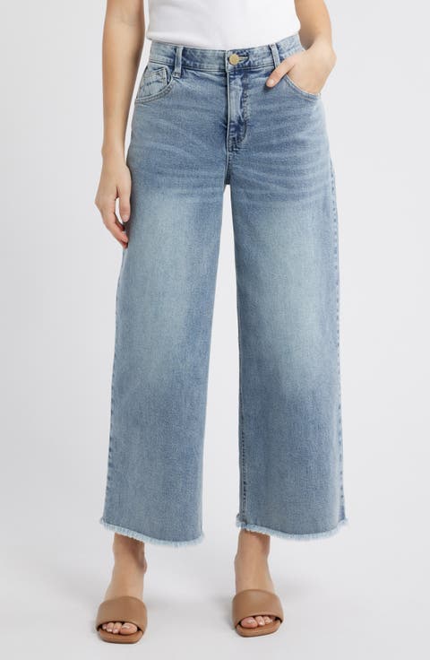 Wyatt 'Ab'Solution Skyrise Wide Leg Jeans (Ligh Blue Artisanal) (Regular & Petite)