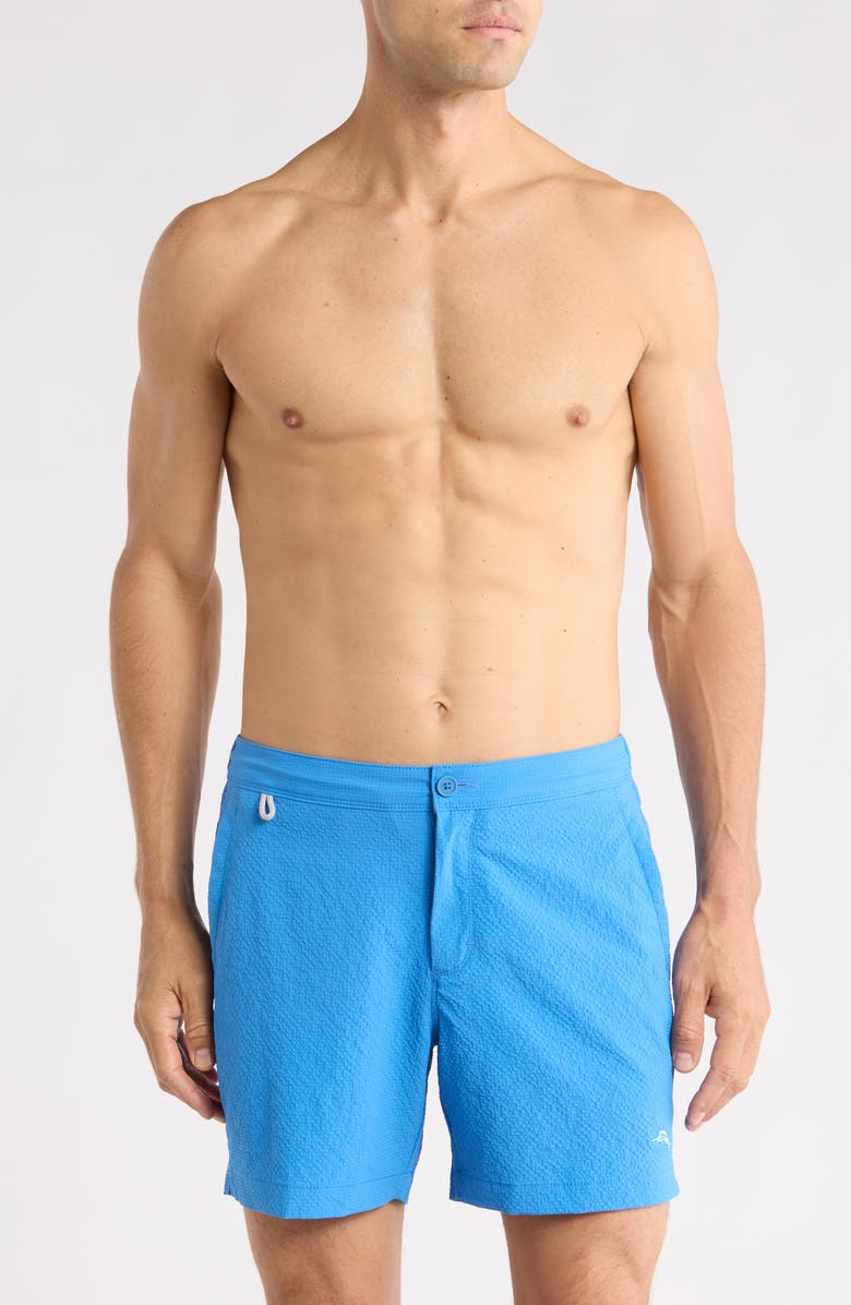 Tommy Bahama Amalfi Shores Swim Trunks, Main, color, Campanula