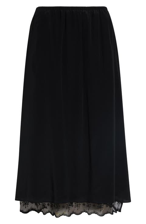 Lace Trim Crêpe de Chine Negligee Skirt