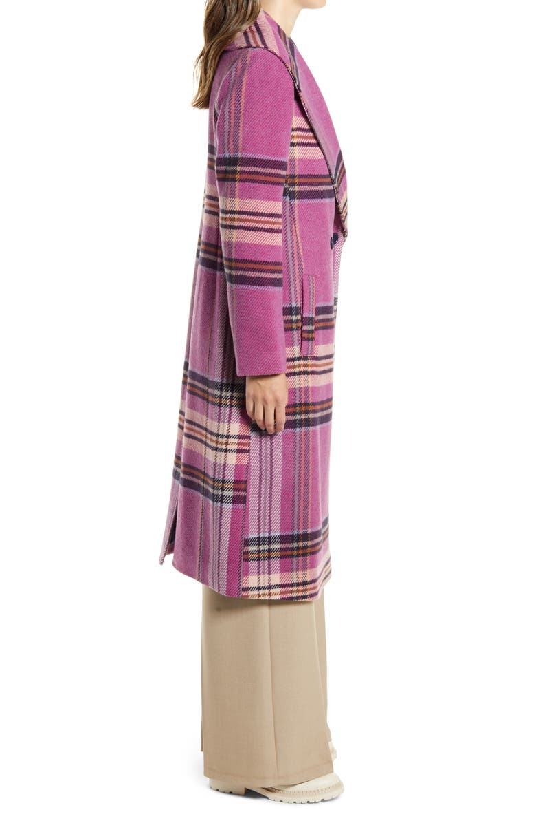 Halogen<sup>®</sup> Plaid Shawl Collar Double Breasted Coat, Alternate, color,