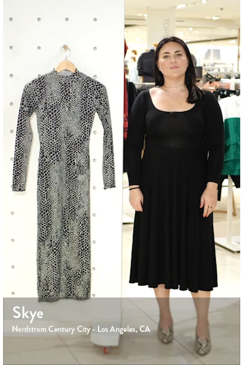 Cut And Sew Animal Print Long Sleeve Midi Dress video