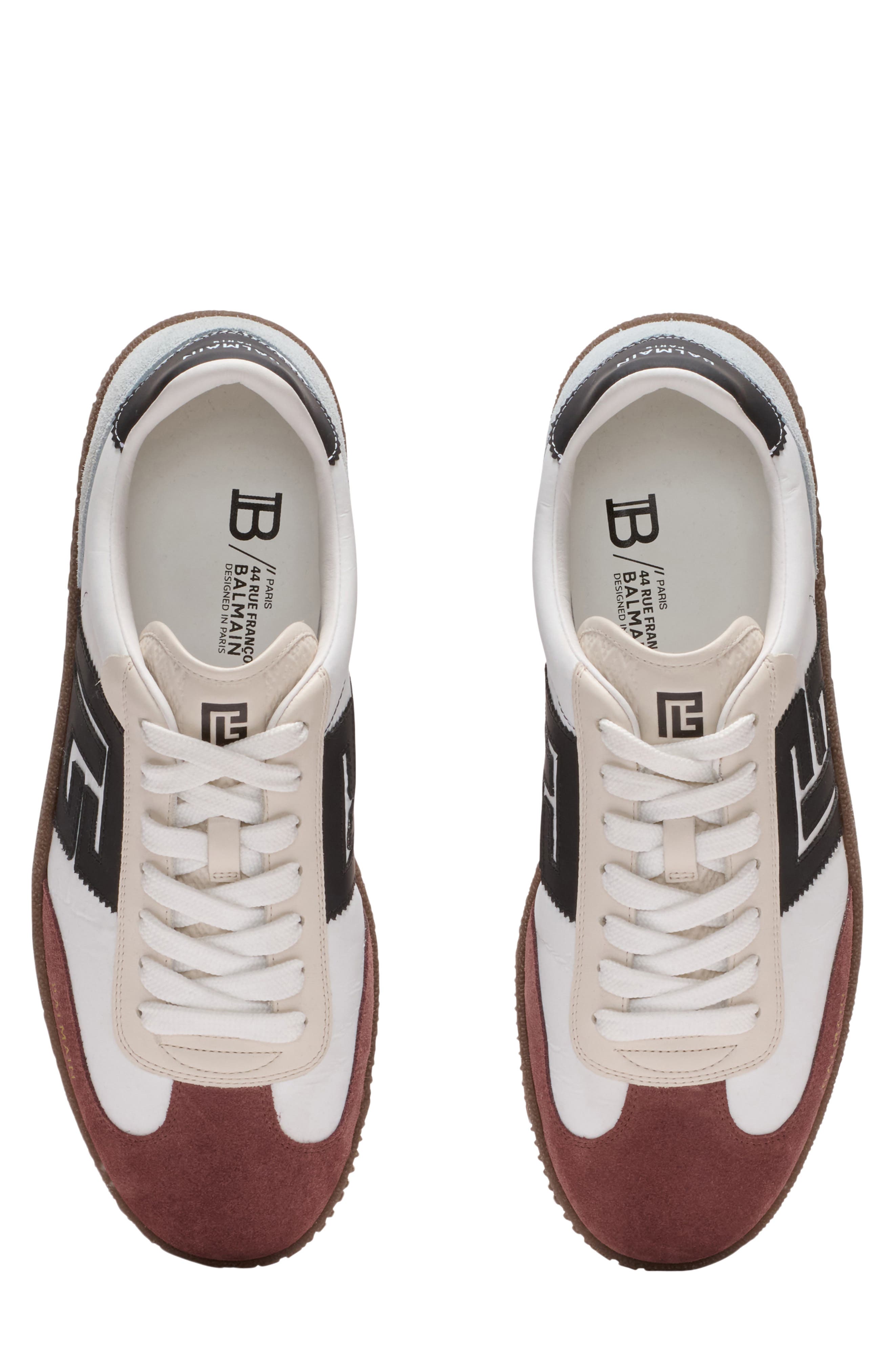 Balmain Swan Low Top Sneaker, Alternate, color, Gl0 White/ Burgundy